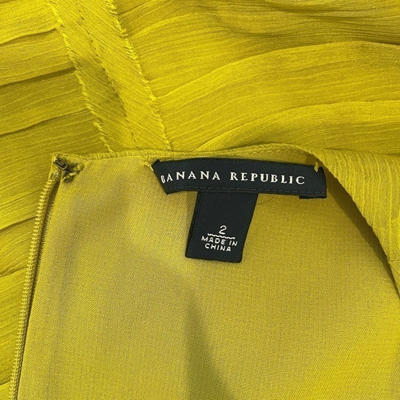 Banana Republic Yellow Pleated Ruffle Knee Formal Midi Dress - Picture 8 of 9